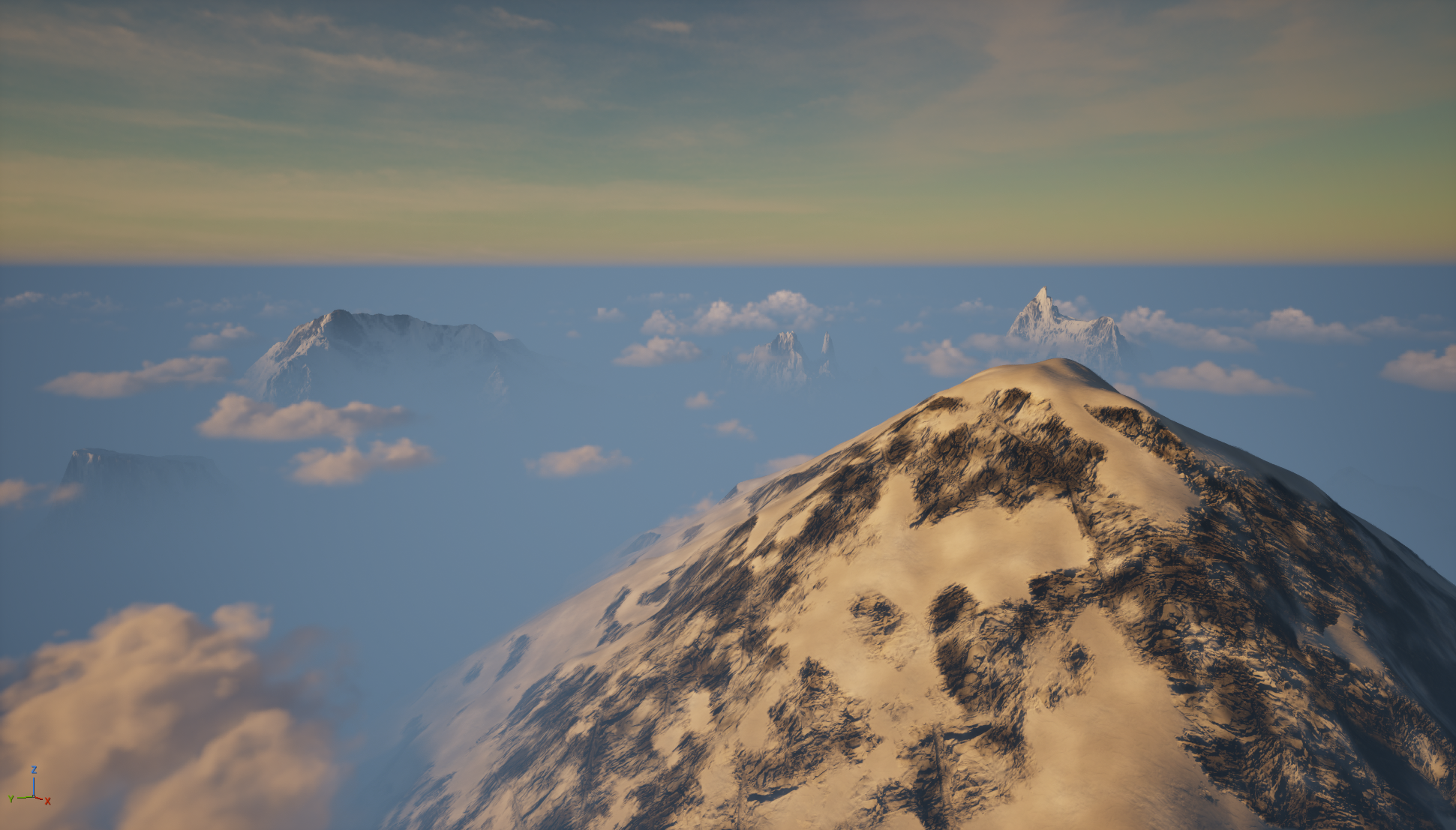 K2 simulated snowy peak environment